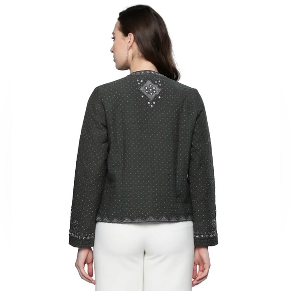 Label Ritu Kumar Grey Embellished Jacket - Picture 2 of 12